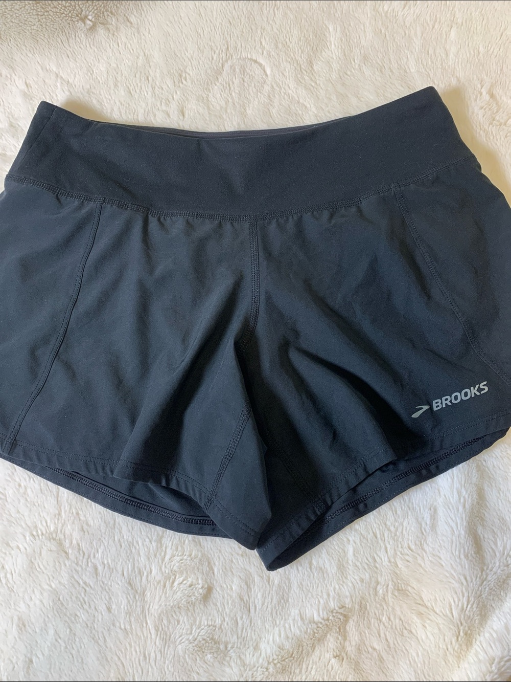 Brooks Black Women's Athletic Running Shorts with Reflective Logo